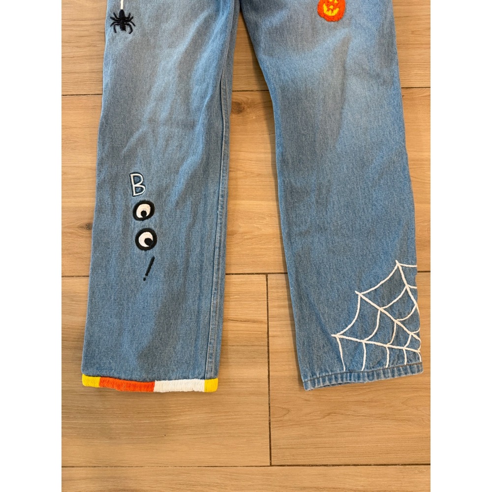 Vintage Straight Leg Women’s Jeans with Halloween Embroidery - Picture 7 of 8